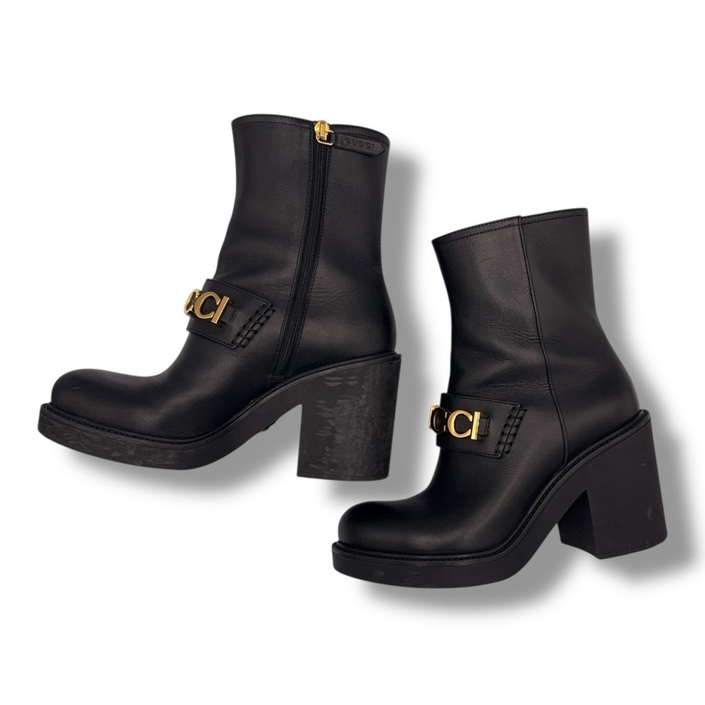 Gucci Logo Ankle Boots Black Leather – EU 37 - Picture 15 of 16